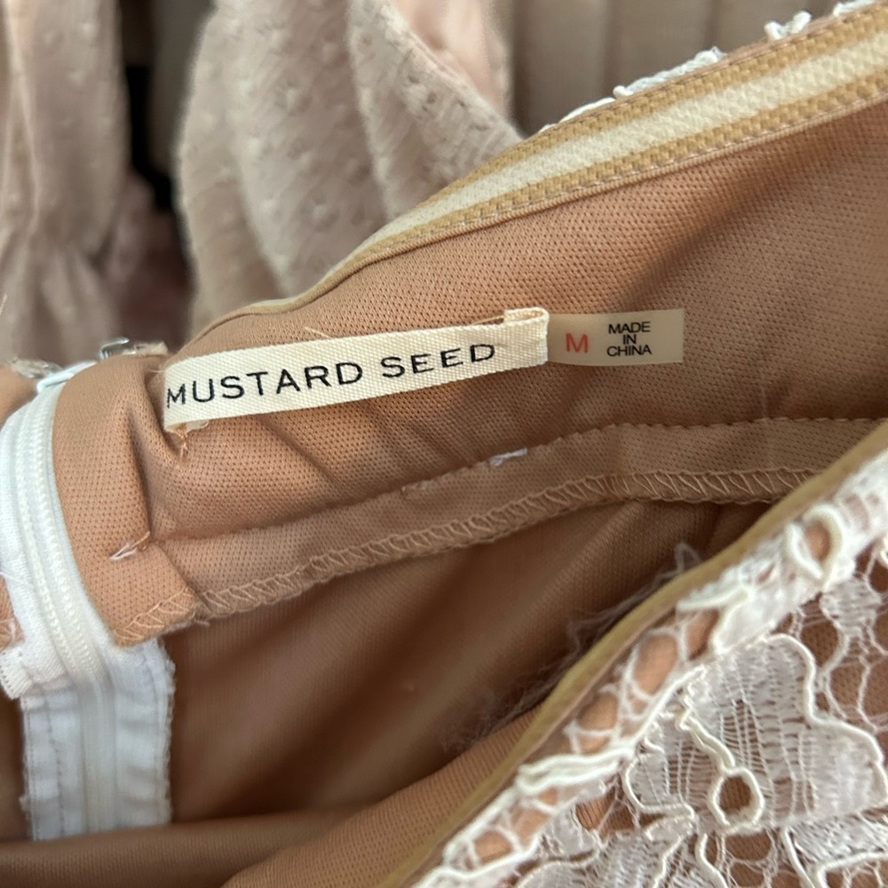 Elegant Lace Off-Shoulder Dress (Mustard Seed( - Picture 2 of 3
